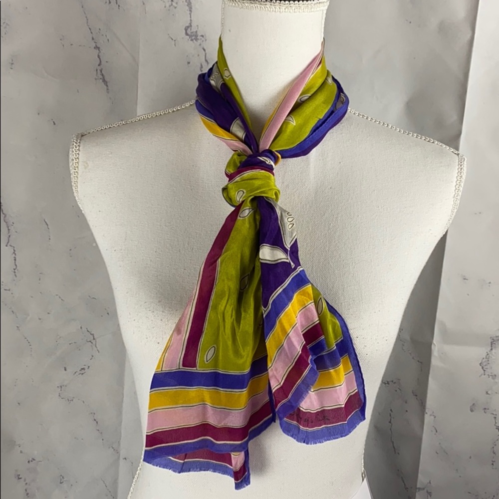 Vintage Oscar De La Renta Silk Scarf Japan Bells